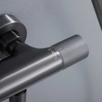 Душевая стойка Vincea Desire VSFS-1D0TGM с термостатом, вороненая сталь