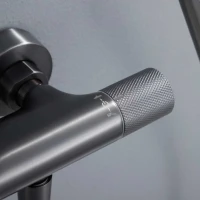 Душевая стойка Vincea Desire VSFS-1D0TGM с термостатом, вороненая сталь