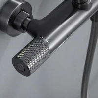 Душевая стойка Vincea Desire VSFS-1D0TGM с термостатом, вороненая сталь