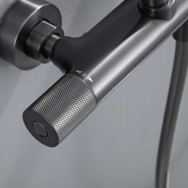 Душевая стойка Vincea Desire VSFS-1D0TGM с термостатом, вороненая сталь