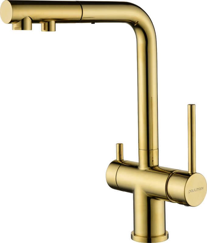 Смеситель для кухни Paulmark Serpentine Se213222-G золото