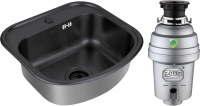 Комплект Мойка Zorg Inox PVD SZR 4749 GRAFIT графит + Измельчитель Inox D