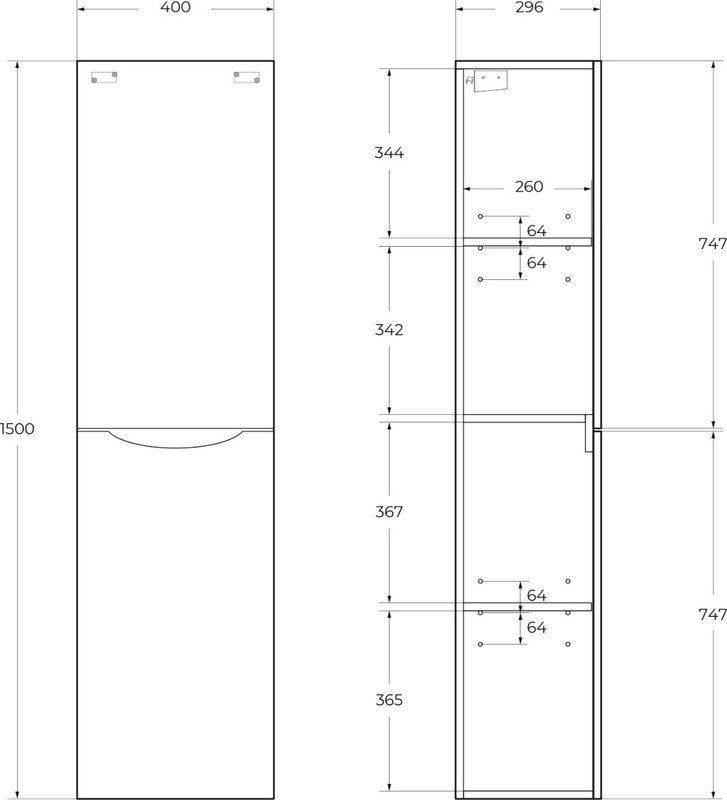Шкаф пенал для ванной BelBagno Fly -Marino L rovere grigio