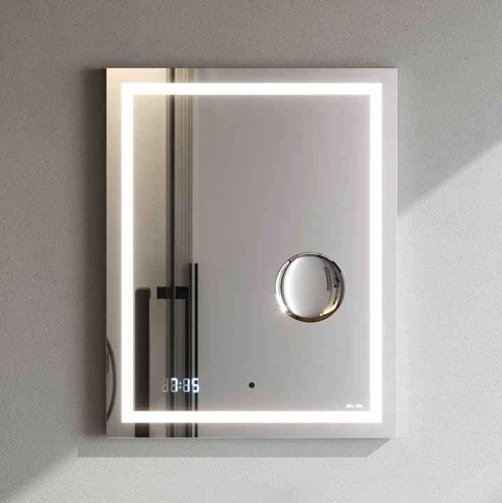 Зеркало AM.PM Gem 55 с LED-подсветкой, часами и косметическим зеркалом