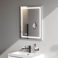 Зеркало AM.PM Gem 55 с LED-подсветкой, часами и косметическим зеркалом