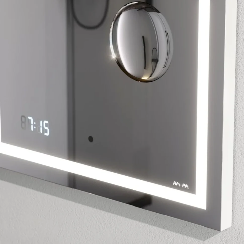 Зеркало AM.PM Gem 55 с LED-подсветкой, часами и косметическим зеркалом