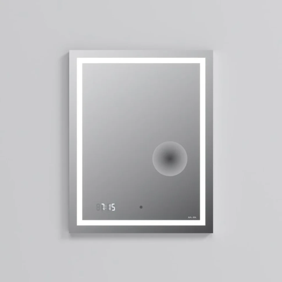 Зеркало AM.PM Gem 55 с LED-подсветкой, часами и косметическим зеркалом