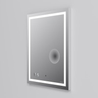 Зеркало AM.PM Gem 55 с LED-подсветкой, часами и косметическим зеркалом