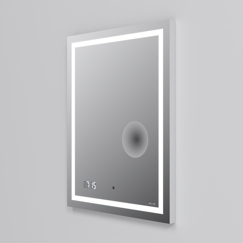 Зеркало AM.PM Gem 55 с LED-подсветкой, часами и косметическим зеркалом