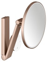 Косметическое зеркало Keuco iLook Move 17612 с подсветкой, настенное, с увеличением, шлифованное красное золото, с сенсорной панелью