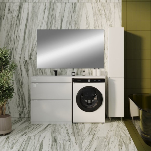 Мебель для ванной комнаты Style Line Даллас 140 L Люкс, напольная, 2 ящика, зеркало DIWO Элиста