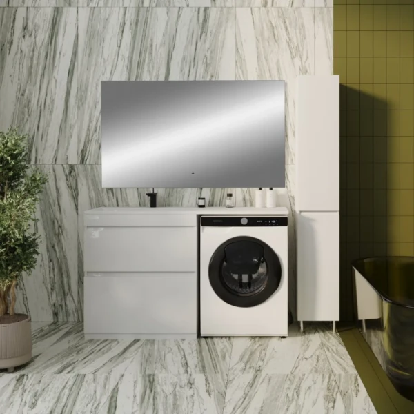Мебель для ванной комнаты Style Line Даллас 140 L Люкс, напольная, 2 ящика, зеркало DIWO Элиста