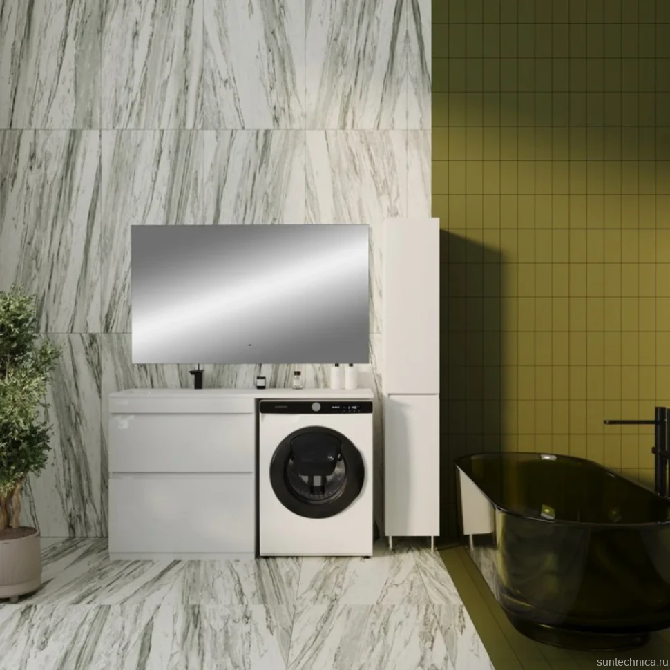 Мебель для ванной комнаты Style Line Даллас 140 L Люкс, напольная, 2 ящика, зеркало DIWO Элиста