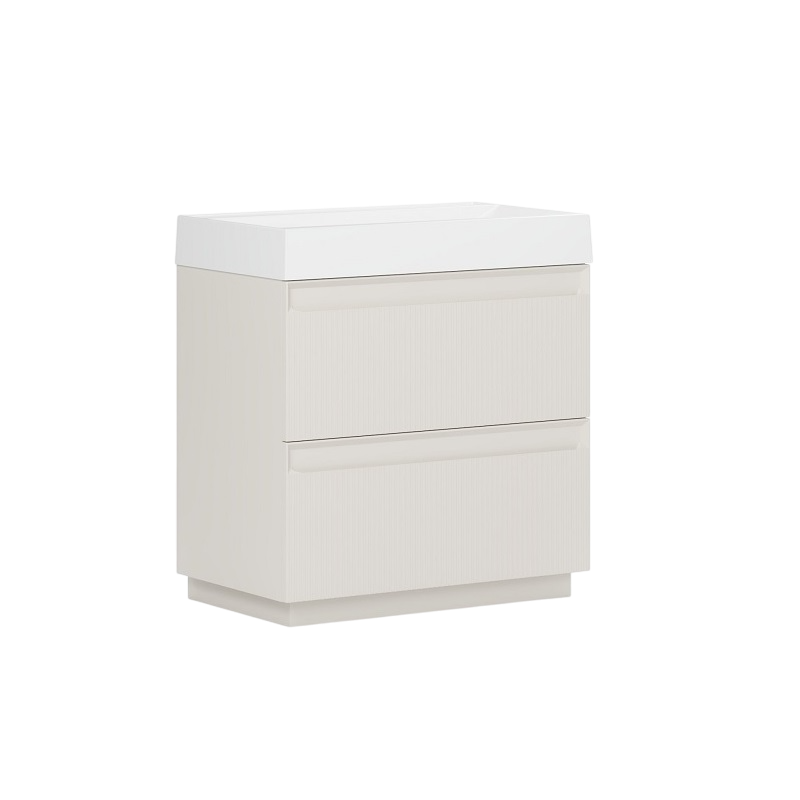 Тумба с раковиной Belux Базель 80 напольная, светлы миндаль матовый