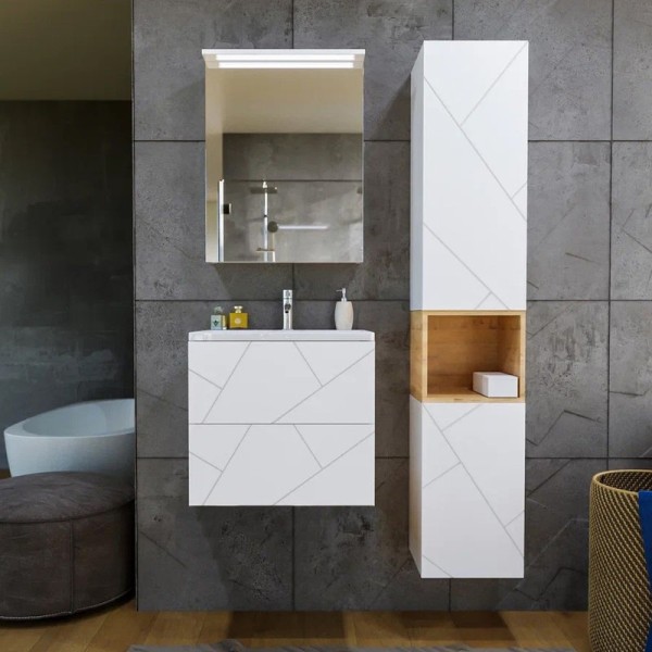 Мебель для ванной комнаты Бриклаер Кристалл 60 белая матовая