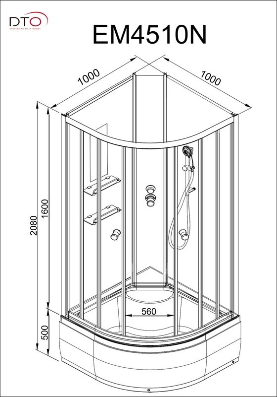 Душевая кабина DTO D EM4510N профиль хром, стекло матовое с узором