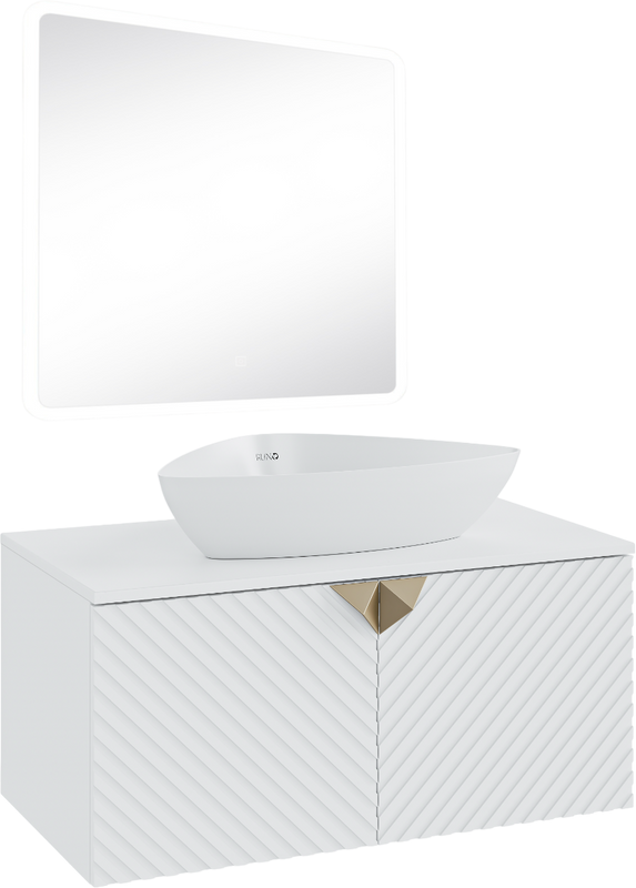Мебель для ванной комнаты Runo Андорра 85 белая матовая, белый глянец, раковина Terzo 60