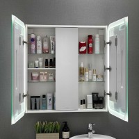Зеркало-шкаф Alavann Cosmetic Light трюмо 80x80 с приближением, с подсветкой, глянцевый белый