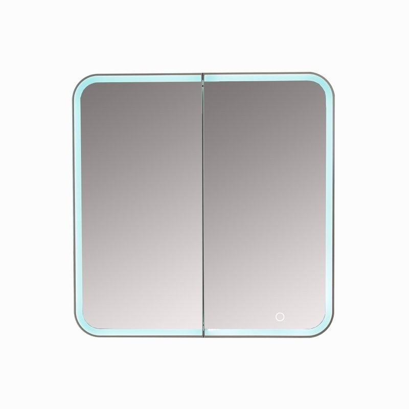 Зеркало-шкаф Alavann Cosmetic Light трюмо 80x80 с приближением, с подсветкой, глянцевый белый