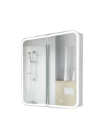 Зеркало-шкаф Alavann Cosmetic Light трюмо 80x80 с приближением, с подсветкой, глянцевый белый