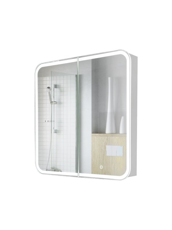 Зеркало-шкаф Alavann Cosmetic Light трюмо 80x80 с приближением, с подсветкой, глянцевый белый