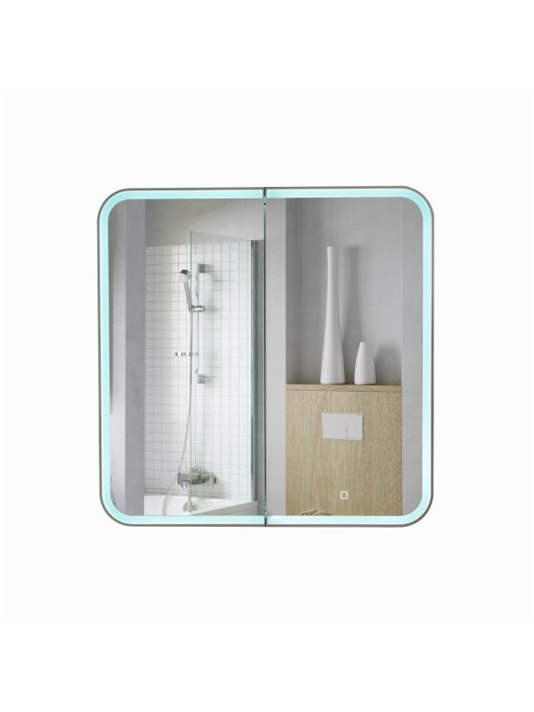 Зеркало-шкаф Alavann Cosmetic Light трюмо 80x80 с приближением, с подсветкой, глянцевый белый