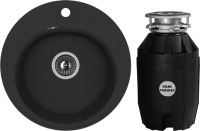 Комплект Мойка Florentina Никосия черный + Измельчитель Bone Crusher BC 810-AS