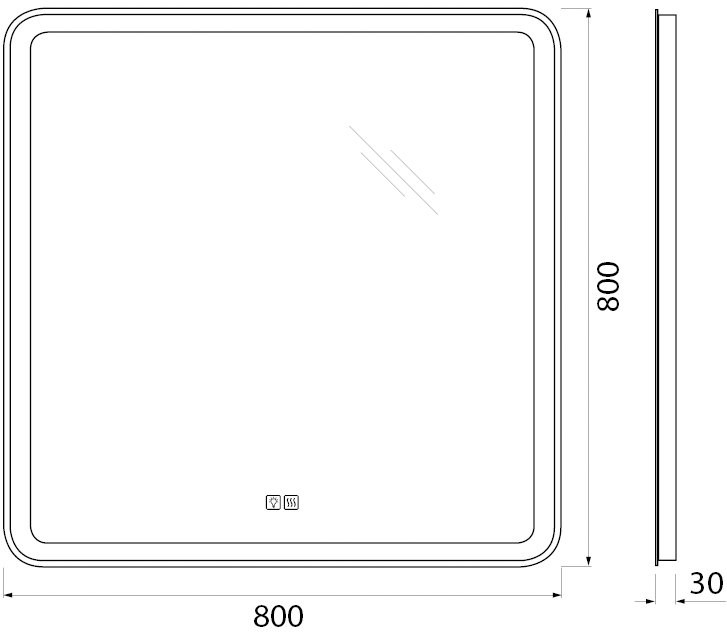Зеркало BelBagno SPC-MAR-800-800-LED-TCH-WARM с подсветкой и подогревом
