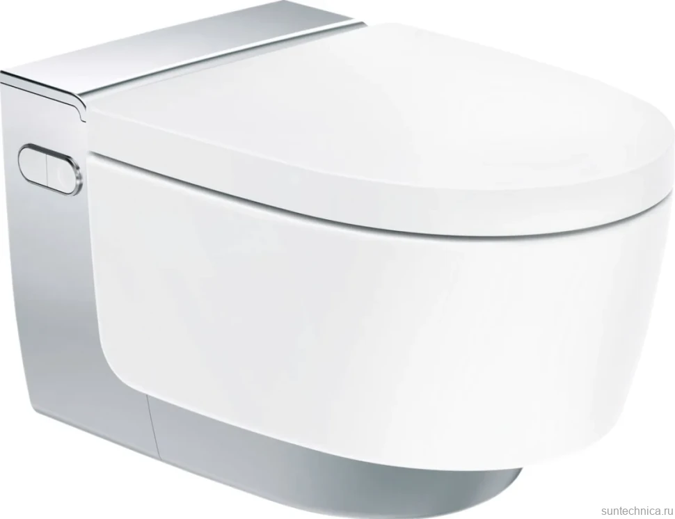 Комплект Умный унитаз Geberit AquaClean Mera Comfort 146.214.21.1 с системой удаления запахов, глянцевый хром + Крепления Duofix 111.815.00.1 к стене + Звукоизоляция + Инсталляция UP 320 111.300.00.5 + Кнопка Sigma 01 115.770.JQ.5 лакированная, матовый хр