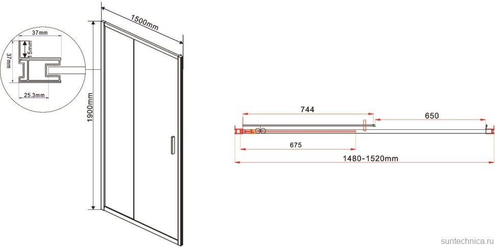 Душевой уголок Vincea Garda VSR-1G8015CLB 150x80 см, профиль черный, стекло прозрачное