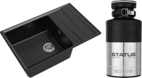 Комплект Мойка GranFest Level GF-LV-760L черная + Измельчитель Status ECO 75