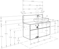 Тумба с раковиной AQUATON Мишель 100 дуб эндгрейн, раковина AQUATON Mila 40