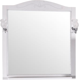 Зеркало ASB-Woodline Салерно 80 белое, патина серебро, с полкой и подсветкой