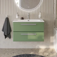 Тумба под раковину без столешницы Cezares Eco Cer-N 80 фисташковый софт, ручки серые