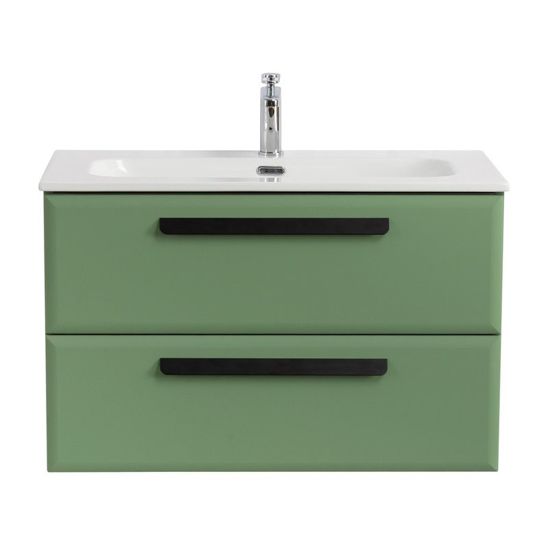 Тумба под раковину без столешницы Cezares Eco Cer-N 80 фисташковый софт, ручки серые