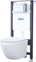 Комплект IDDIS BASBQ01i73 Унитаз подвесной, с микролифтом + Система инсталляции + Кнопка смыва глянцевый хром