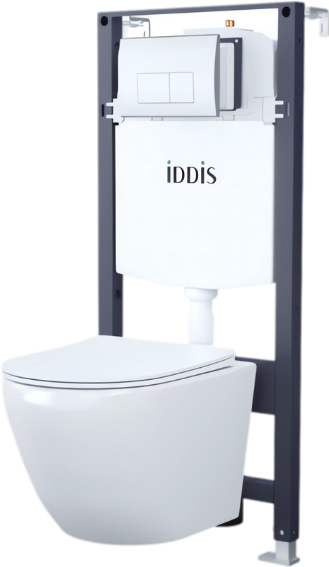 Комплект IDDIS BASBQ01i73 Унитаз подвесной, с микролифтом + Система инсталляции + Кнопка смыва глянцевый хром
