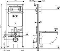 Комплект IDDIS BASBQ01i73 Унитаз подвесной, с микролифтом + Система инсталляции + Кнопка смыва глянцевый хром