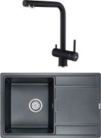 Комплект Мойка кухонная Paulmark Flugen 50-780 PM217850-BLM черный металлик + Смеситель Skalen Sk213020-418 + Фильтр Refine System