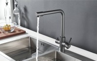 Смеситель для кухни Shevanik S868T оружейная сталь