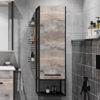 Шкаф пенал для ванной Sanflor Бруклин бетон пайн, экзотик