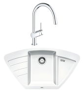 Комплект Мойка Blanco Zia 9 E белая + Смеситель Grohe Minta 3291800E хром