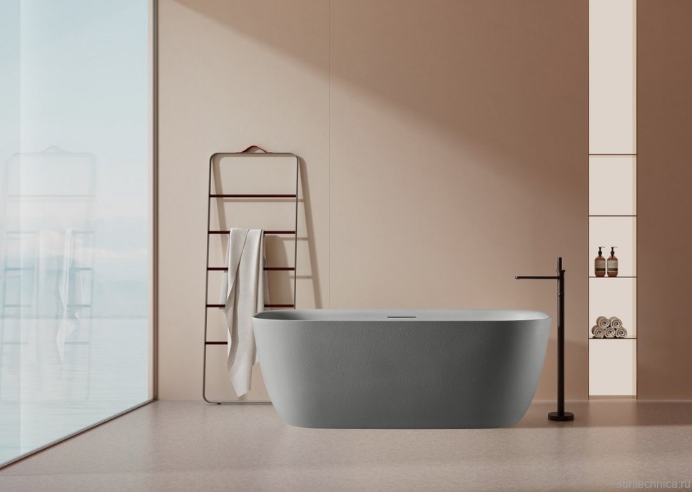 Ванна из искусственного камня AltroBagno Luciana 090224 170x80 см, отдельностоящая, овальная, на ножках, с донным клапаном