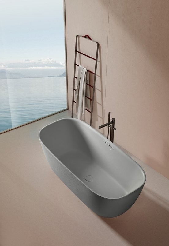 Ванна из искусственного камня AltroBagno Luciana 090224 170x80 см, отдельностоящая, овальная, на ножках, с донным клапаном