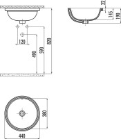 Раковина встраиваемая снизу Creavit Mare MA037-00CB00E-0000 44 глянцевая белая, круглая