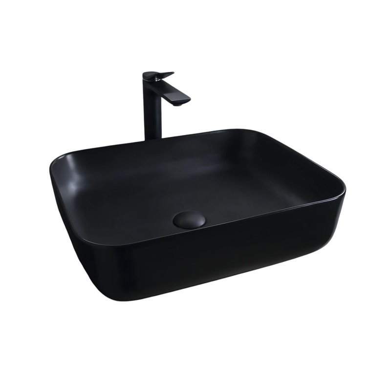 Накладная раковина GID Geometrico Bm1304 50 матовая черная, прямоугольная, фаянс