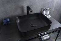 Накладная раковина GID Geometrico Bm1304 50 матовая черная, прямоугольная, фаянс