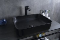 Накладная раковина GID Geometrico Bm1304 50 матовая черная, прямоугольная, фаянс