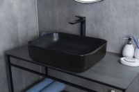 Накладная раковина GID Geometrico Bm1304 50 матовая черная, прямоугольная, фаянс