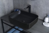 Накладная раковина GID Geometrico Bm1304 50 матовая черная, прямоугольная, фаянс